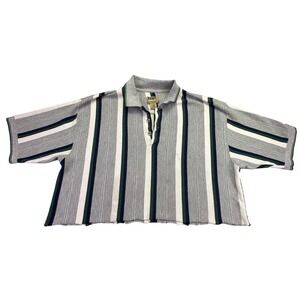 Vintage Northwest Territory Naturals Polo Shirt Women's Large Cropped Grey Green